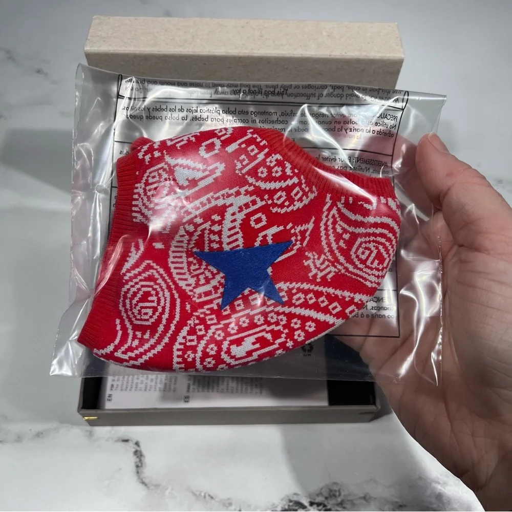 Golden Goose Star Face Mask Knitted Red Bandana Print
